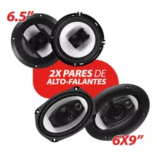 Kit Alto Falantes Porta Dianteiro 6'' + Traseiro 6x9'' Boss Cor Preto