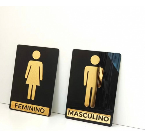 Kit 2 Placas Wc Acrílico Banheiro Masculino Feminino 12x18cm