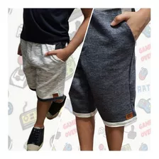 2 Bermudas Moletinho Juvenil Menino Sem Felpa Shorts Verão