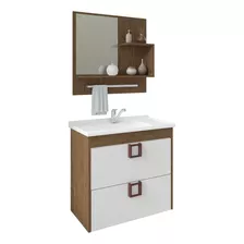 Mueble De Baño Lirio Amaderado / Blanco Akivoy