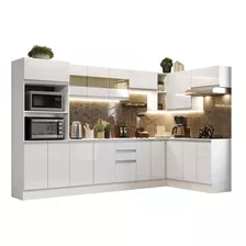 Cozinha Completa 100% Mdf Madesa Smart Modulada De Canto Cor Branco