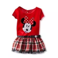 Vestido Infantil Minnie Xadrez Vermelho Cintinho Meninas
