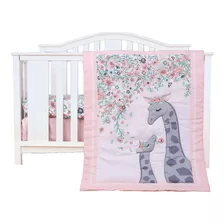 Baevellery Juego De Ropa De Cama De Cuna Floral Rosa De 3 Pi