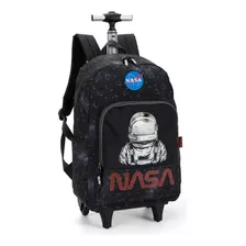 Mochila Rodinhas Nasa Astronauta Preta Luxcel