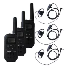 3x Rádio Comunicador Intelbras Rc4002 + Fone Tipo D Concha