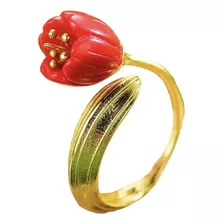 Hermoso Anillo Para Dama Oro 24k Diseño Flor Elegante