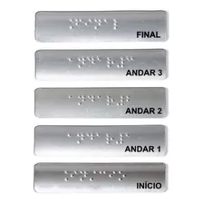 2pçs Placa Braille Para Corrimão Inicio Final Andar