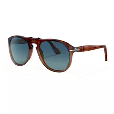 Óculos De Sol Polarizados Persol Po0649 Médio Armação De Acetato Cor Resina/sale, Lente Azul-claro De Cristal Degradada, Haste Resina/sale De Acetato