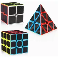 Paquete 3 Cubos 2x2 3x3 Pyramid Z Cobra Fibra Carbono