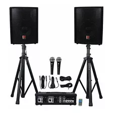 Rockville Package Pa System Mixeramp10 Speakersstandsmicsblu