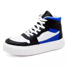 Tênis Feminino Flatform Cano Alto Azul Original Dubuy