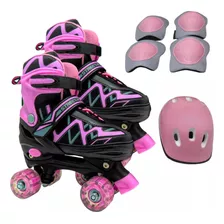 Patines Extensibles 4 Ruedas Kit Set Proteccion + Casco + 