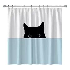 Cortinas De Ducha De Gato Negro Lindo Gato Mirándote, Animal