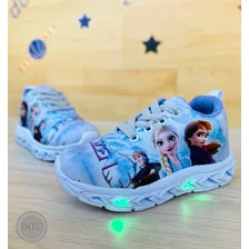 Tenis Luminosos Con Diseño Froozen Para Niñas Forma Elegante