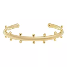 Bracelete Tubo Cinthia Mini Bolas Folheado A Ouro 18k Piuka Comprimento 6 Cor Dourado Diâmetro 6 Cm