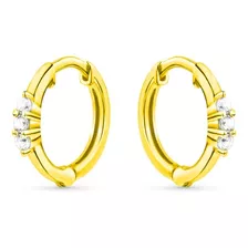 Argola Life Shine Prata Em Banho Em Ouro Amarelo Cravejado