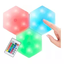 Lampara Luz Led Touch Hexagono Multicolor Control Remoto 3pz