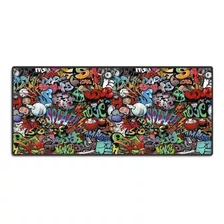 Mouse Pad Grande 90x40 Couro Gamer Desk Pad Grafiti Rua Arte