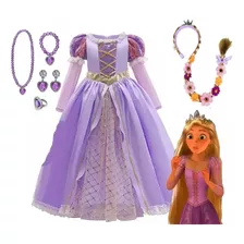 Fantasia Vestido Infantil Princesa Rapunzel Enrolados 
