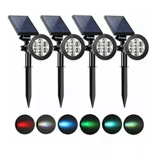 Reflector Solar Led 4pzs Con Estaca 8w Jardín Pared Luz Rgb