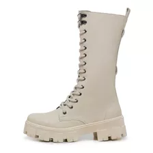 Bota Cano Longo Alto Feminina Off White