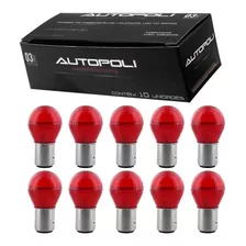 Jogo 10 Lâmpadas Led Ba15s-21 1 Polos Vermelho Au013 1141