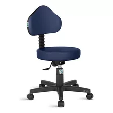 Cadeira Mocho Estética Odontologia Maior Rv Azul Escuro