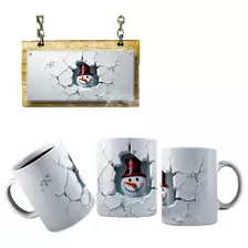 Caneca De Porcelana Boneco De Neve Com Cartola