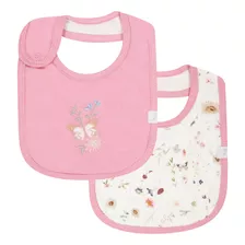 Kit Com 2 Babadores Bebê Blossom Rosa Menina - Hug