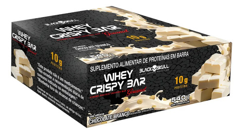 Whey Crispy Bar Blackskull - Caixa 12 Unidades Chocolate Branco