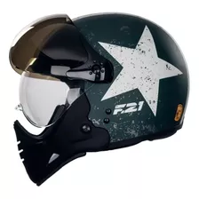 Capacete Vintage Peels Mirage F21 Army Militar Aviador Verde