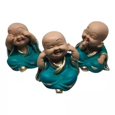 Trio De Budas Monge Cego Surdo Mudo Estatueta Decoração