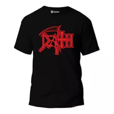 Camiseta Rock Band Death Logo Top Frente Tradicional