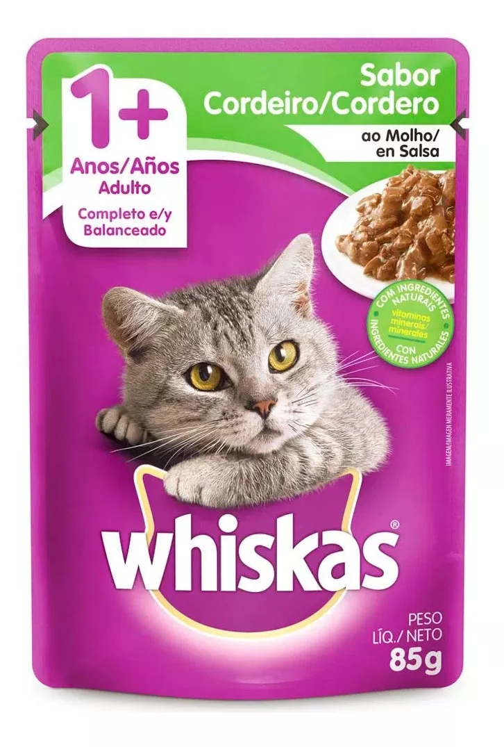Alimento Whiskas Para Gato Adulto - Sabor Cordeiro Sachê 85g