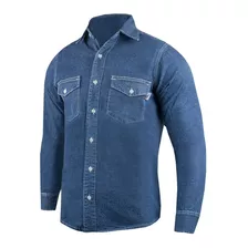 Camisa Jean Clasico Denim Resistente Trabajo Uniforme