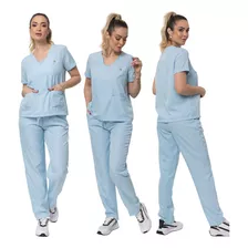 Pijama Cirúrgico Feminino Scrub Hospitalar Gabardine Bolso