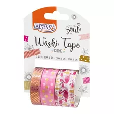 Kit 3 Washi Tape Shine Soul Tons Pasteis Flamingo P/ Planner