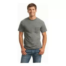 Gildan Playera De Algodón Con Bolsillo Para Hombre, 2 Color Gris Deportivo