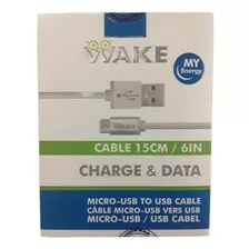 Cable Wake Micro Usb Plateado Nylon 15 Cm 