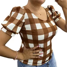 Blusa Manga Bufante Variada Canelado Manga Curta Princesa