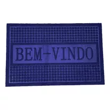 Tapete Pano Capacho Entrada Antiderrapante Bem Vindo Azul