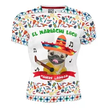 Playera Sublimada Mariachi Perro Pug Mexicano Full Print. 