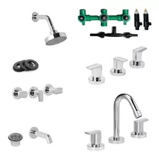 Combo Para El Baño De Griferia Mesada Ducha Bidet Nova + Acc