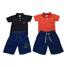 Kit 2 Conjuntos Infantil Jeans E Polo 2 A 4 Anos 