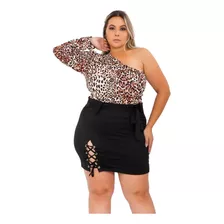 Cropped Plus Size Manga Unica Manga Longa 