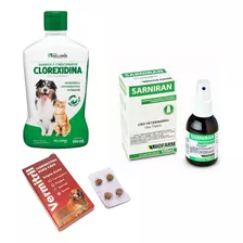Kit Tratamento Dermatite Canina Coceira Em Cães. Anti Pulgas