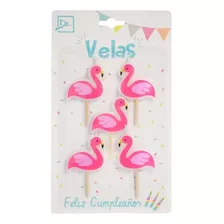 5 Velas De Flamencos - Cumpleaños - 4cm 