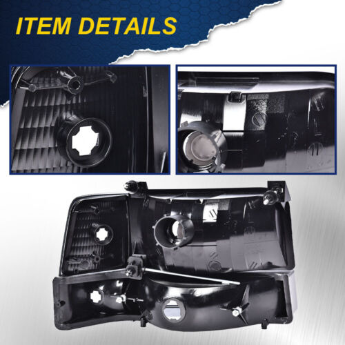 Black Headlights+bumper+corner Lamps Fit For 92-96 Ford  Oad Foto 5