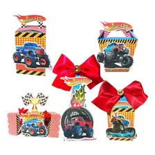 50 Caixa Personalizados Monster Trucks Papel Brilho