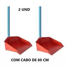 2 Pás De Lixo Grande Coletora Com Cabo De 60 Cm - Reforçada